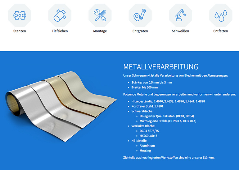 Lang Metall reaktive Webdesign